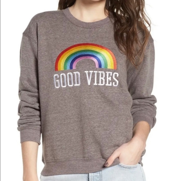 Sub_Urban Riot Tops - Sub_Urban Riot Good Vibes Rainbow Sweatshirt